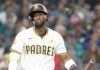 Jurickson Profar, a 2024 MLB All-Star, tops the Padres with a 0.297 hitting average and 19 home runs. Photo by Andy Bartotto