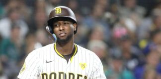 Jurickson Profar, a 2024 MLB All-Star, tops the Padres with a 0.297 hitting average and 19 home runs. Photo by Andy Bartotto